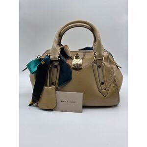Burberry Blaze Bowler Small Bag Beige Patent Leather Satchel Gold Lock Handbag